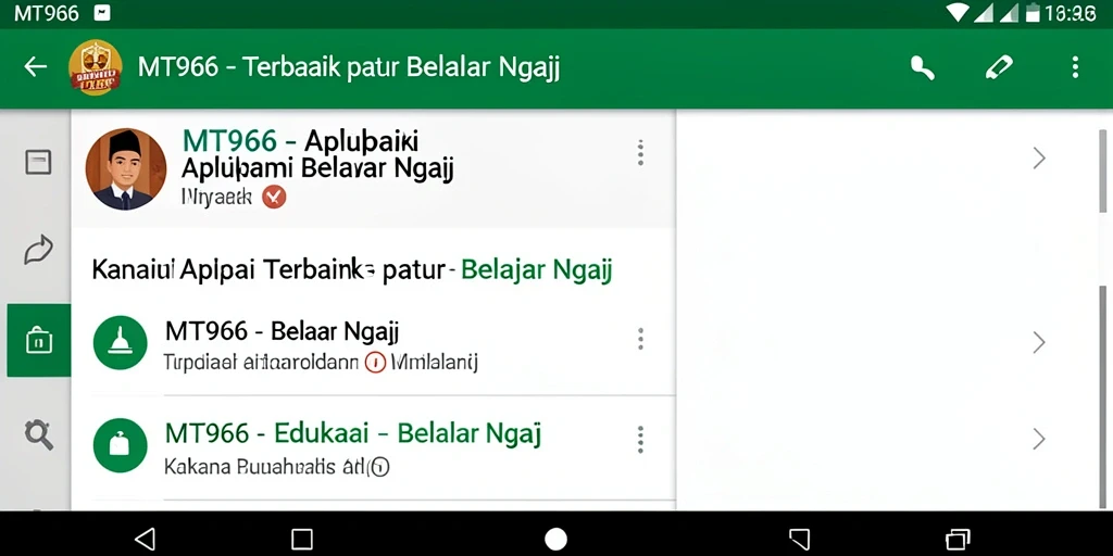 Tampilan antarmuka aplikasi Belajar Ngaji yang ramah pengguna.