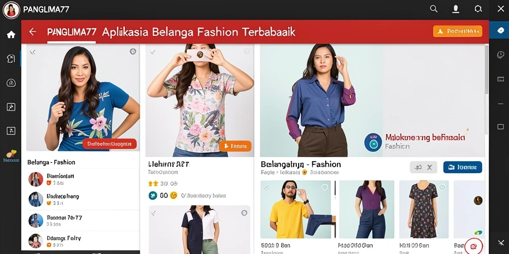Screenshot antarmuka aplikasi PANGLIMA77 yang menampilkan kategori fashion.