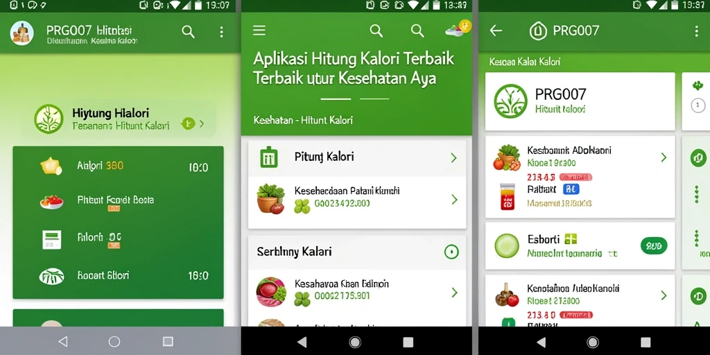 Antarmuka utama PRG007 menampilkan fitur Hitung Kalori yang intuitif.
