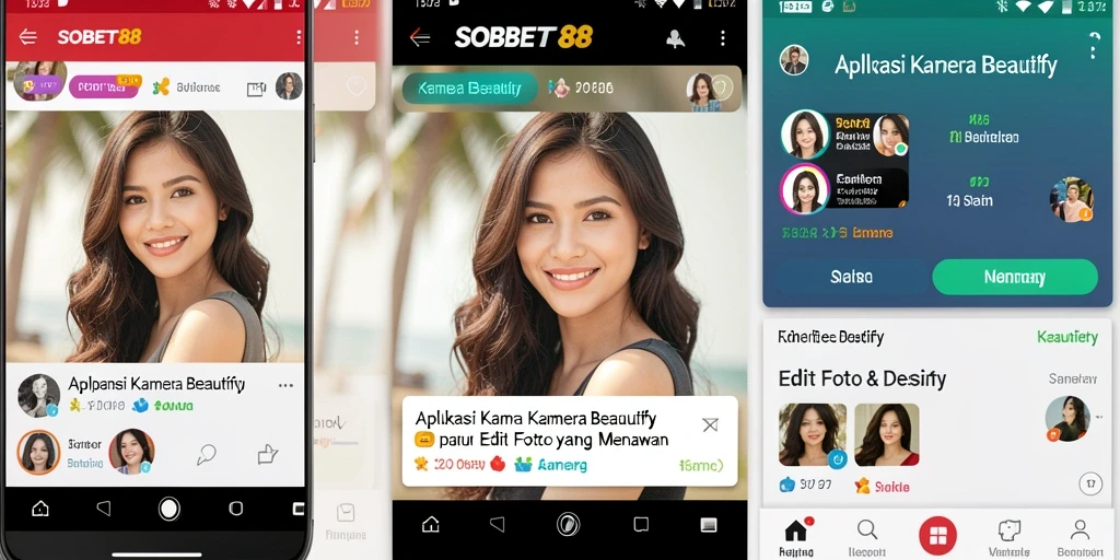 Antarmuka SOBET88 dengan fungsi Kamera Beautify yang menarik.